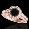 Image 1 : 2 2 CTW Certified Vs Black Diamond Solitaire Halo Ring 10K Rose Gold - REF-91M3F - 34490