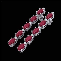 12.36 CTW Ruby & VS/SI Certified Diamond Tennis Earrings 10K White Gold - REF-89F3M - 29403