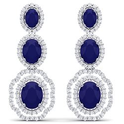 17.51 CTW Royalty Sapphire & VS Diamond Earrings 18K White Gold - REF-345Y5N - 39207