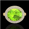 Image 2 : 4.50 CTW Peridot & Micro Pave VS/SI Diamond Certified Ring 18K Yellow Gold - REF-116X2T - 20921