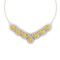 33.34 CTW Royalty Canary Citrine & VS Diamond Necklace 18K Rose Gold - REF-527T3X - 38839