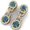 Image 1 : 4 CTW Si/I Fancy Blue And White Diamond Earrings 18K Yellow Gold - REF-271K4R - 40108