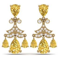 10.41 CTW Royalty Canary Citrine & VS Diamond Earrings 18K Yellow Gold - REF-130Y2N - 38729