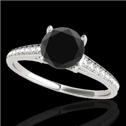 1.5 CTW Certified Vs Black Diamond Solitaire Ring 10K White Gold - REF-67W8H - 34847