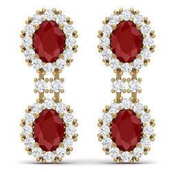 8.98 CTW Royalty Designer Ruby & VS Diamond Earrings 18K Yellow Gold - REF-218X2T - 38813