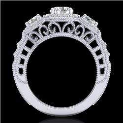 2.16 CTW VS/SI Diamond Solitaire Art Deco 3 Stone Ring 18K White Gold - REF-298N5Y - 36968