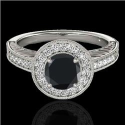 1.5 CTW Certified Vs Black Diamond Solitaire Halo Ring 10K White Gold - REF-75Y3N - 33745