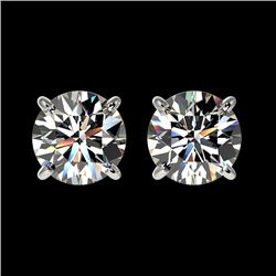 1.50 CTW Certified H-SI/I Quality Diamond Solitaire Stud Earrings 10K White Gold - REF-154W5H - 3306