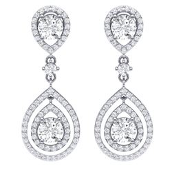 3.53 CTW Royalty Designer VS/SI Diamond Earrings 18K White Gold - REF-418H2W - 39108