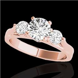 1.75 CTW H-SI/I Certified Diamond 3 Stone Ring 10K Rose Gold - REF-241N8Y - 35377