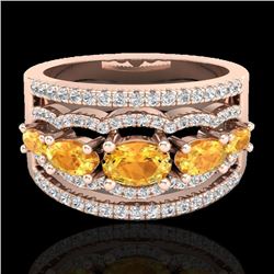 2.25 CTW Citrine & Micro Pave VS/SI Diamond Certified Designer Ring 10K Rose Gold - REF-71N8Y - 2079