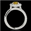 Image 2 : 2.01 CTW Certified Si Fancy Intense Yellow Diamond Solitaire Halo Ring 10K White Gold - REF-209K3R -