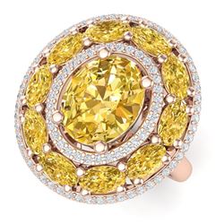 7.21 CTW Royalty Canary Citrine & VS Diamond Ring 18K Rose Gold - REF-163M6F - 39253