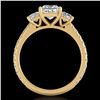 Image 1 : 2.14 CTW Princess VS/SI Diamond Art Deco 3 Stone Ring 18K Yellow Gold - REF-454M5F - 37207
