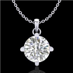 1 CTW VS/SI Diamond Solitaire Art Deco Stud Necklace 18K White Gold - REF-345K5R - 37232
