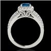 Image 2 : 2 CTW SI Certified Blue Diamond Solitaire Halo Ring 10K White Gold - REF-180M2F - 34003