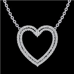 2 CTW VS/SI Diamond Double Heart Halo Designer Necklace 14K White Gold - REF-134K8R - 20481