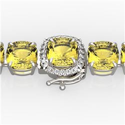 35 CTW Citrine & Micro VS/SI Diamond Halo Designer Bracelet 14K White Gold - REF-134H2W - 23302