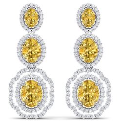 16.15 CTW Royalty Canary Citrine & VS Diamond Earrings 18K White Gold - REF-290N9Y - 39216