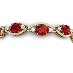 22.15 CTW Royalty Ruby & VS Diamond Bracelet 18K Yellow Gold - REF-418T2X - 38963