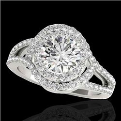 2.15 CTW H-SI/I Certified Diamond Solitaire Halo Ring 10K White Gold - REF-253X5T - 34396