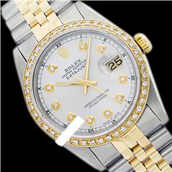 Rolex Ladies Two Tone 14K Gold/ss, Diamond Dial & Diamond Bezel, Saph Crystal - REF-363A3N