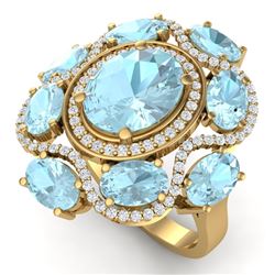 9.26 CTW Royalty Sky Topaz & VS Diamond Ring 18K Yellow Gold - REF-178K2R - 39305