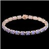 Image 2 : 24 CTW Tanzanite Eternity Designer Inspired Tennis Bracelet 14K Rose Gold - REF-218X2T - 23396