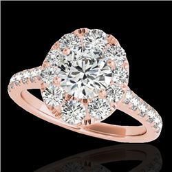 2 CTW H-SI/I Certified Diamond Solitaire Halo Ring 10K Rose Gold - REF-210M9F - 34079