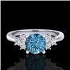 Image 2 : 1 CTW Fancy Intense Blue Diamond Solitaire Engagement Classic Ring 18K White Gold - REF-130F9M - 375
