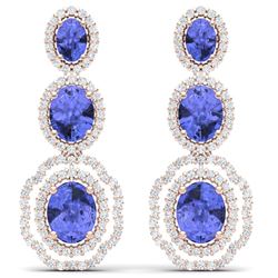 17.82 CTW Royalty Tanzanite & VS Diamond Earrings 18K Rose Gold - REF-418R2K - 39211