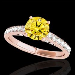 1.5 CTW Certified Si Fancy Intense Yellow Diamond Solitaire Ring 10K Rose Gold - REF-172T8X - 34870