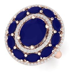 8.05 CTW Royalty Designer Sapphire & VS Diamond Ring 18K Rose Gold - REF-143H6W - 39244