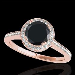 2.03 CTW Certified Vs Black Diamond Solitaire Halo Ring 10K Rose Gold - REF-101H3W - 33539