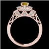 Image 2 : 1.5 CTW Certified Si Fancy Intense Yellow Diamond Solitaire Halo Ring 10K Rose Gold - REF-180F2M - 3