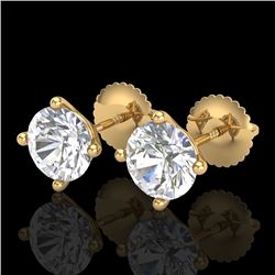 2 CTW VS/SI Diamond Solitaire Art Deco Stud Earrings 18K Yellow Gold - REF-540R2K - 37306