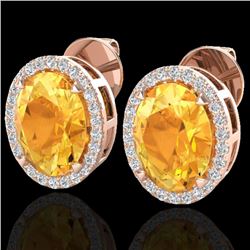 5.50 CTW Citrine & Micro VS/SI Diamond Halo Earbridal Ring 14K Rose Gold - REF-54X8T - 20245
