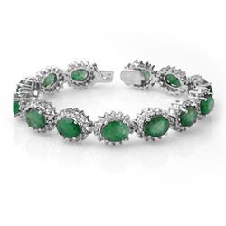 30.05 CTW Emerald & Diamond Bracelet 14K White Gold - REF-527W3H - 13346