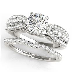 1.71 CTW Certified VS/SI Diamond Solitaire 2Pc Wedding Set 14K White Gold - REF-248T2X - 31901