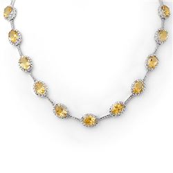 37.0 CTW Citrine & Diamond Necklace 14K White Gold - REF-263H6W - 10065