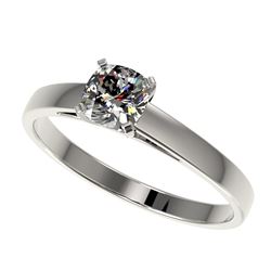 0.50 CTW Certified VS/SI Quality Cushion Cut Diamond Solitaire Ring 10K White Gold - REF-77R6K - 329