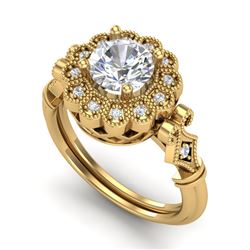 1.2 CTW VS/SI Diamond Solitaire Art Deco Ring 18K Yellow Gold - REF-345F2M - 37051