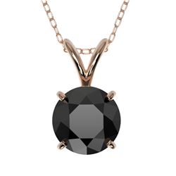 1 CTW Fancy Black VS Diamond Solitaire Necklace 10K Rose Gold - REF-31Y8N - 33186