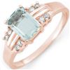 Image 1 : 1.41 CTW Aquamarine & Diamond Ring 18K Rose Gold - REF-41X8T - 10588