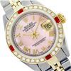 Image 1 : Rolex Ladies Two Tone 14K Gold/ss, Roman Dial with Diam/Ruby Bezel, Saph Crystal - REF-357Z8Y