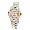 Image 2 : Rolex Ladies Two Tone 14K Gold/ss, Roman Dial with Diam/Ruby Bezel, Saph Crystal - REF-357Z8Y