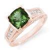 Image 1 : 3.0 CTW Green Tourmaline & Diamond Ring 14K Rose Gold - REF-87M6F - 11770