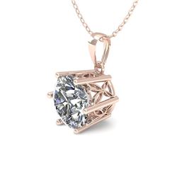 0.50 CTW VS/SI Diamond Solitaire Necklace 18K Rose Gold - REF-84K9R - 35858