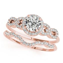 1.18 CTW Certified VS/SI Diamond Solitaire 2Pc Wedding Set 14K Rose Gold - REF-197H8W - 31992
