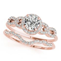 1.18 CTW Certified VS/SI Diamond Solitaire 2Pc Wedding Set 14K Rose Gold - REF-197H8W - 31992